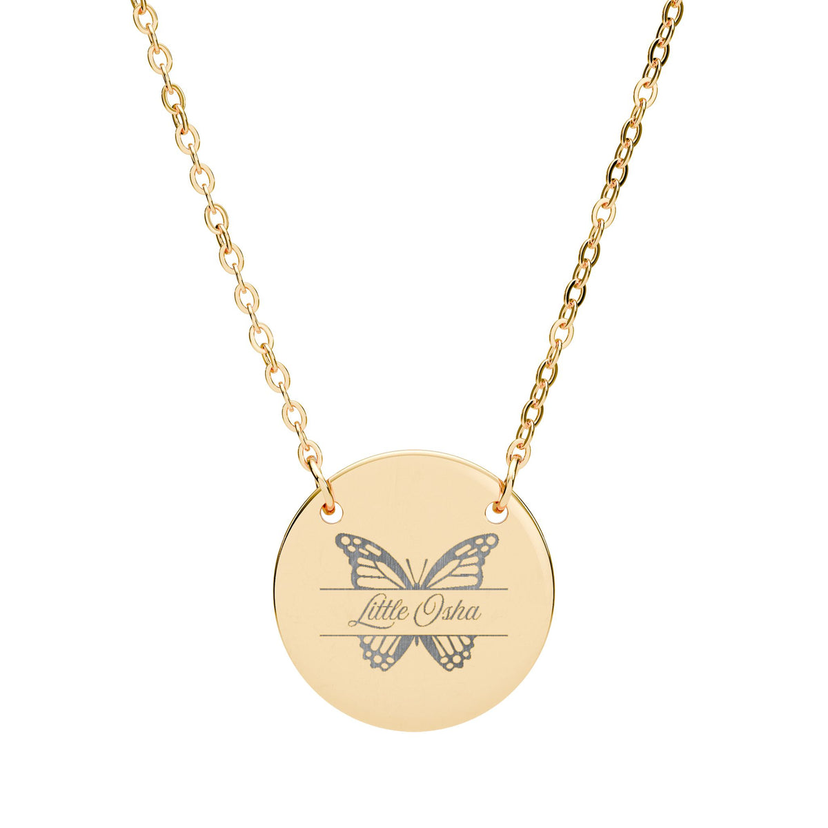 Little Osha — Romantasy Inspired Circle Necklace | Butterfly Engraved Disc Pendant - Spinsterly Co