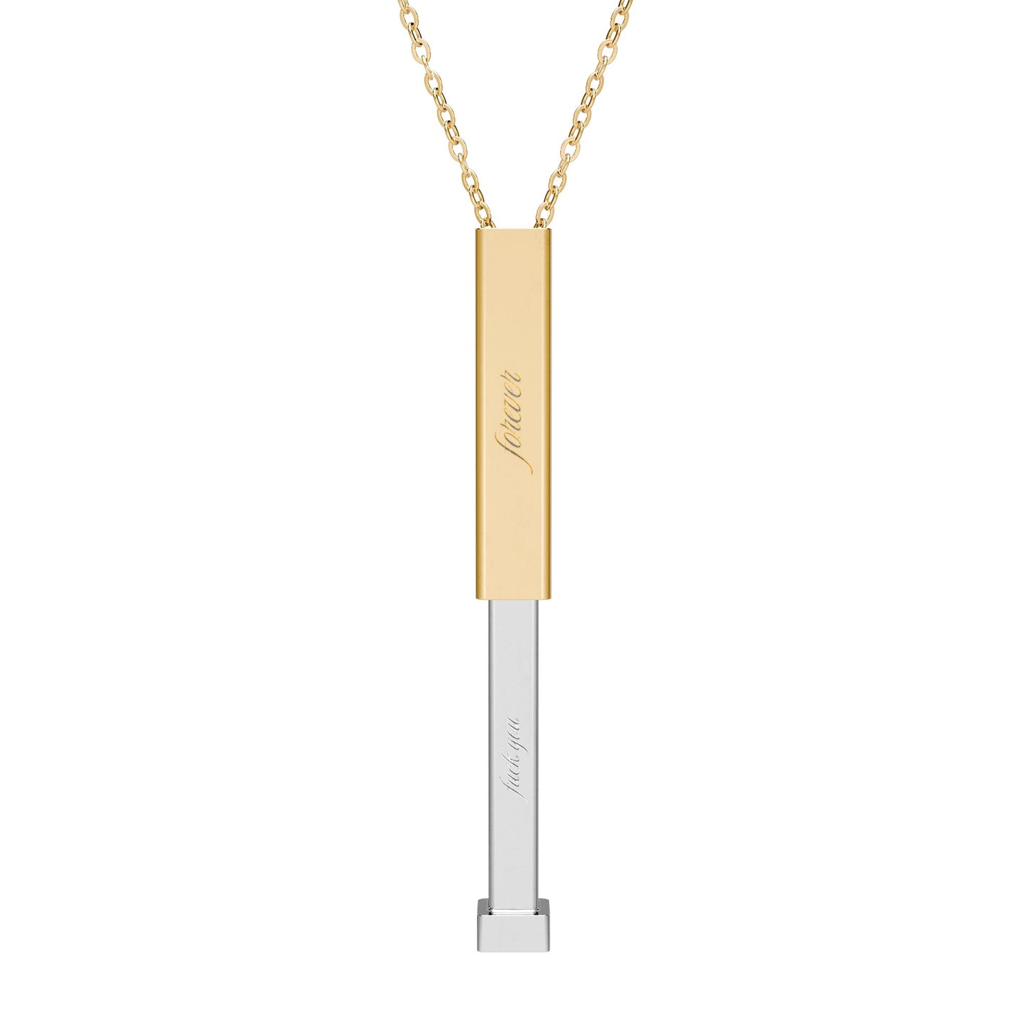 Hidden Message Sliding Bar Necklace Engravable Secret Message Pendant Spinsterly Co gold PVD stainless steel sliding bar