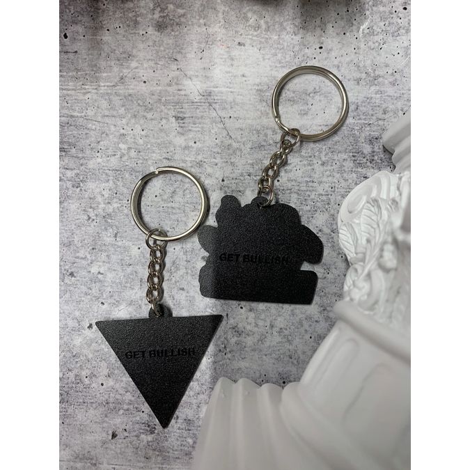 Devour the Patriarchy Feminist Enamel Keychain by The Bullish Store in black tiger motif with split ring attachment