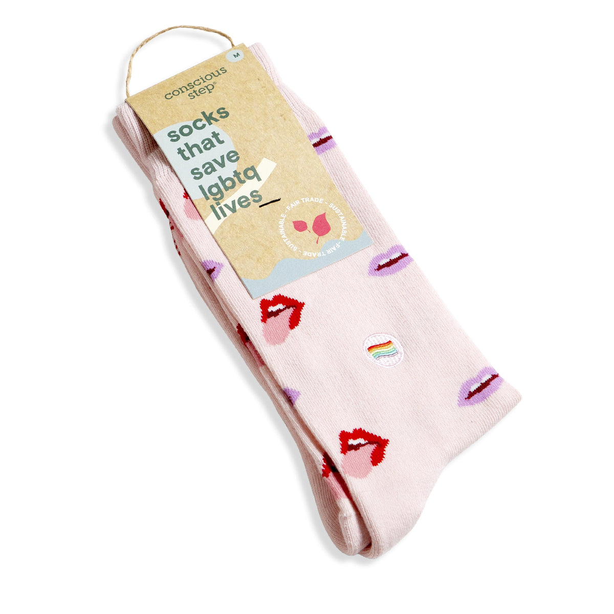 Socks that Save LGBTQ Lives — Lips Print Crew Socks | LGBTQ+ Pride | Organic Cotton - Spinsterly Co