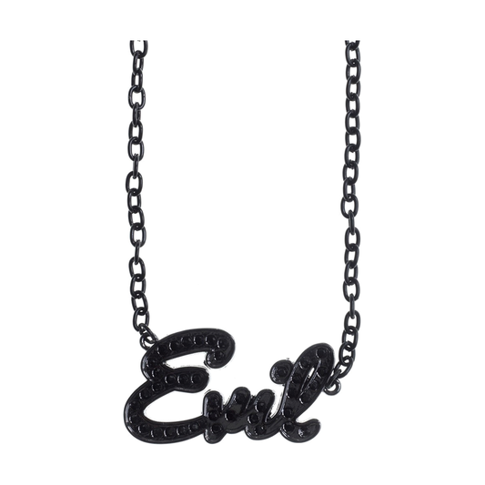 Black 'Evil' necklace on a white background