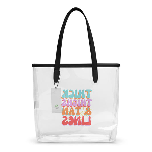 Thick Thighs Tan Lines Clear Tote Bag Spinsterly Co clear TPU stadium bag with black handles