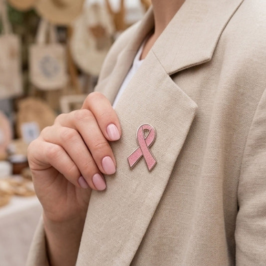 Pink Awareness Ribbon Pin | Hard Enamel Glitter Breast Cancer Pin - Spinsterly Co