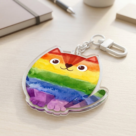 Pride Kitty Acrylic Keychain | Rainbow, Lesbian, Trans & Non-Binary - Spinsterly Co