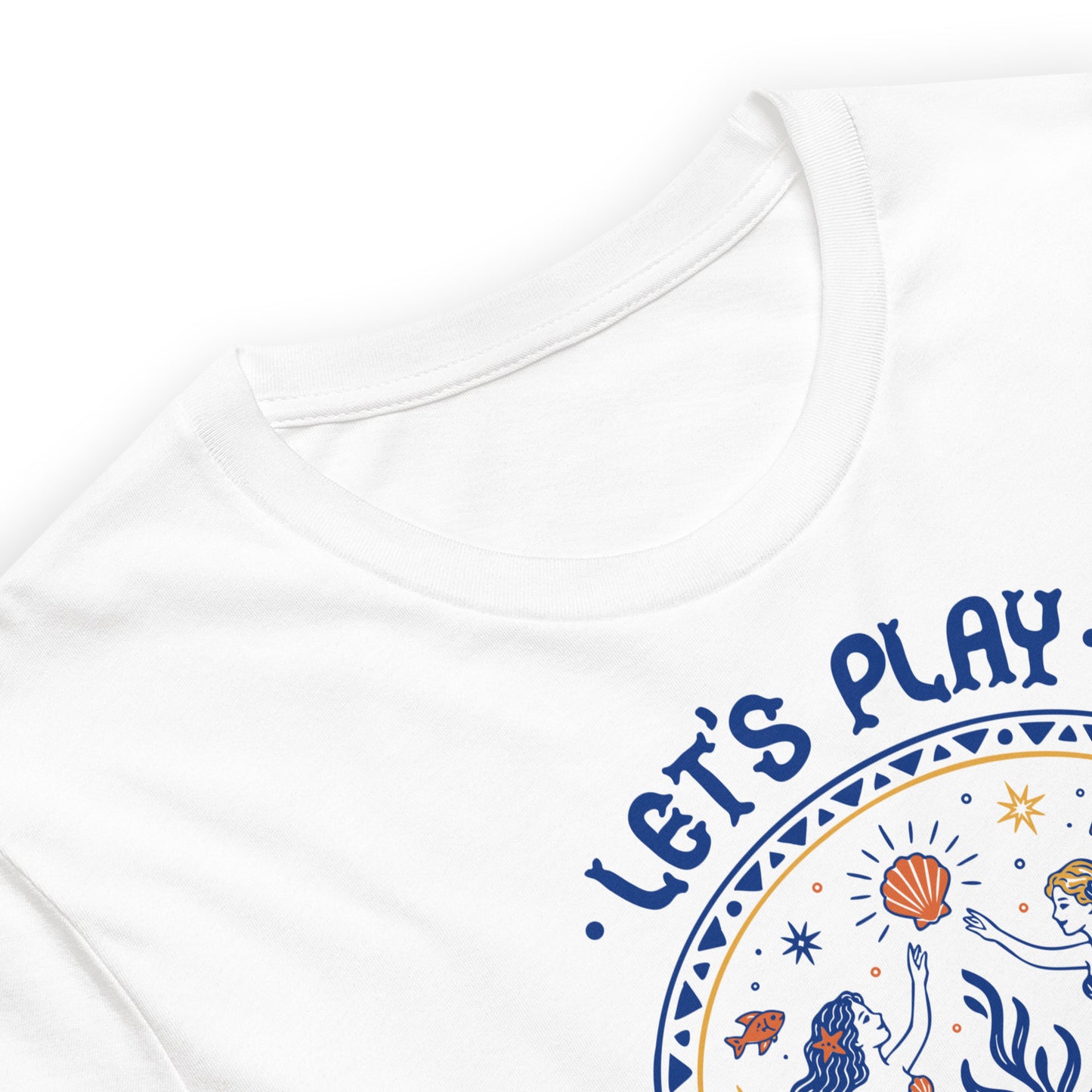 Let's Play Mermaids T-Shirt Spinsterly Co mermaid graphic summer tee white with side seamed construction