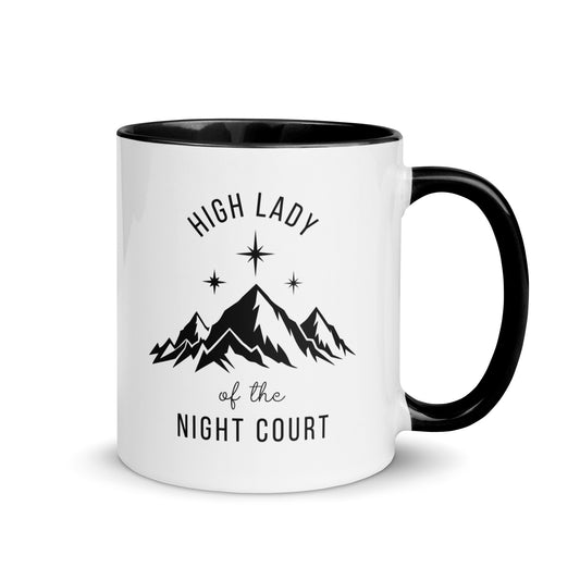 High Lady of the Night Court Mountain Star Accent Coffee Mug by Spinsterly Co, white ceramic with glossy finish
