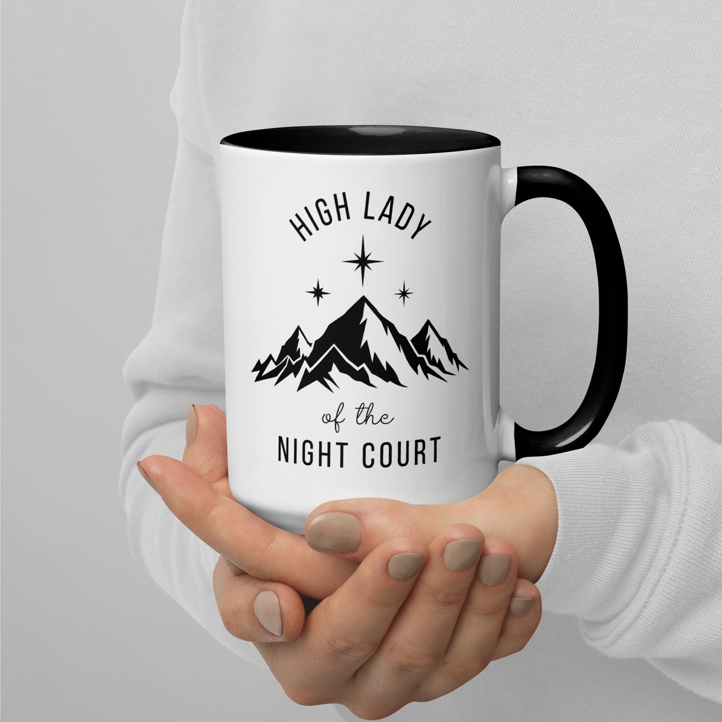 High Lady of the Night Court Mountain Star Accent Coffee Mug Spinsterly Co white ceramic mug with glossy finish