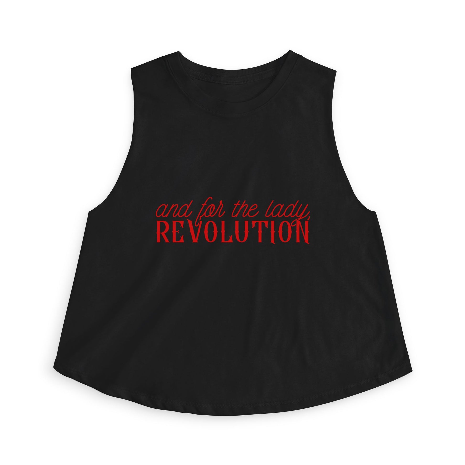And for the Lady, Revolution Crop Top Feminist Rebel Graphic Tank by Spinsterly Co in Solid Black Blend