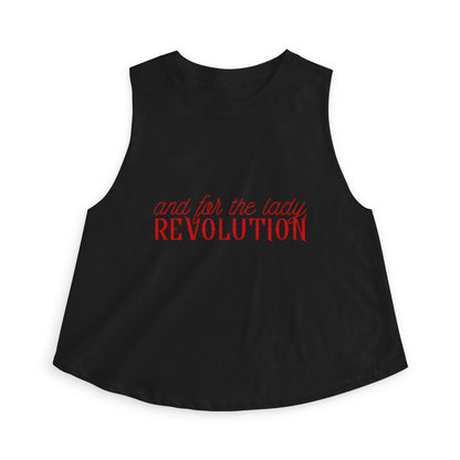 And for the Lady, Revolution Crop Top Feminist Rebel Graphic Tank by Spinsterly Co in Solid Black Blend