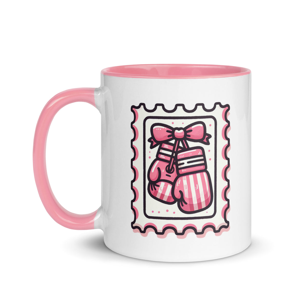 Pink Boxing Gloves Mug | Breast Cancer Warrior Coffee Mug with Pink Interior - Spinsterly Co