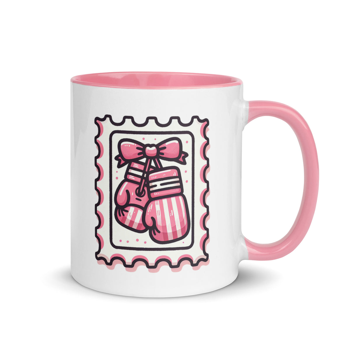 Pink Boxing Gloves Mug | Breast Cancer Warrior Coffee Mug with Pink Interior - Spinsterly Co