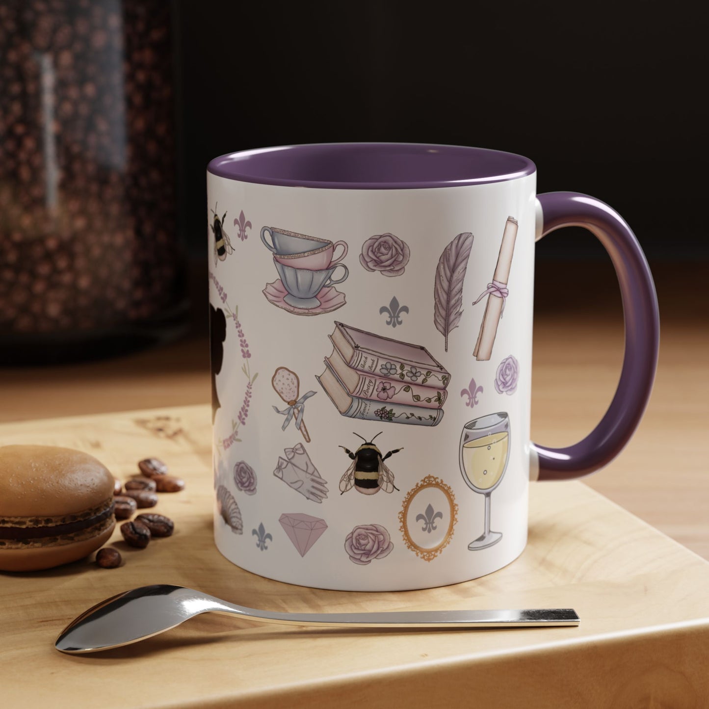 Mentally Dating a Duke Accent Coffee Mug Spinsterly Co purple ceramic glossy full wrap regency watercolor pattern