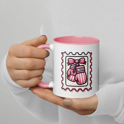 Pink Boxing Gloves Mug | Breast Cancer Warrior Coffee Mug with Pink Interior - Spinsterly Co