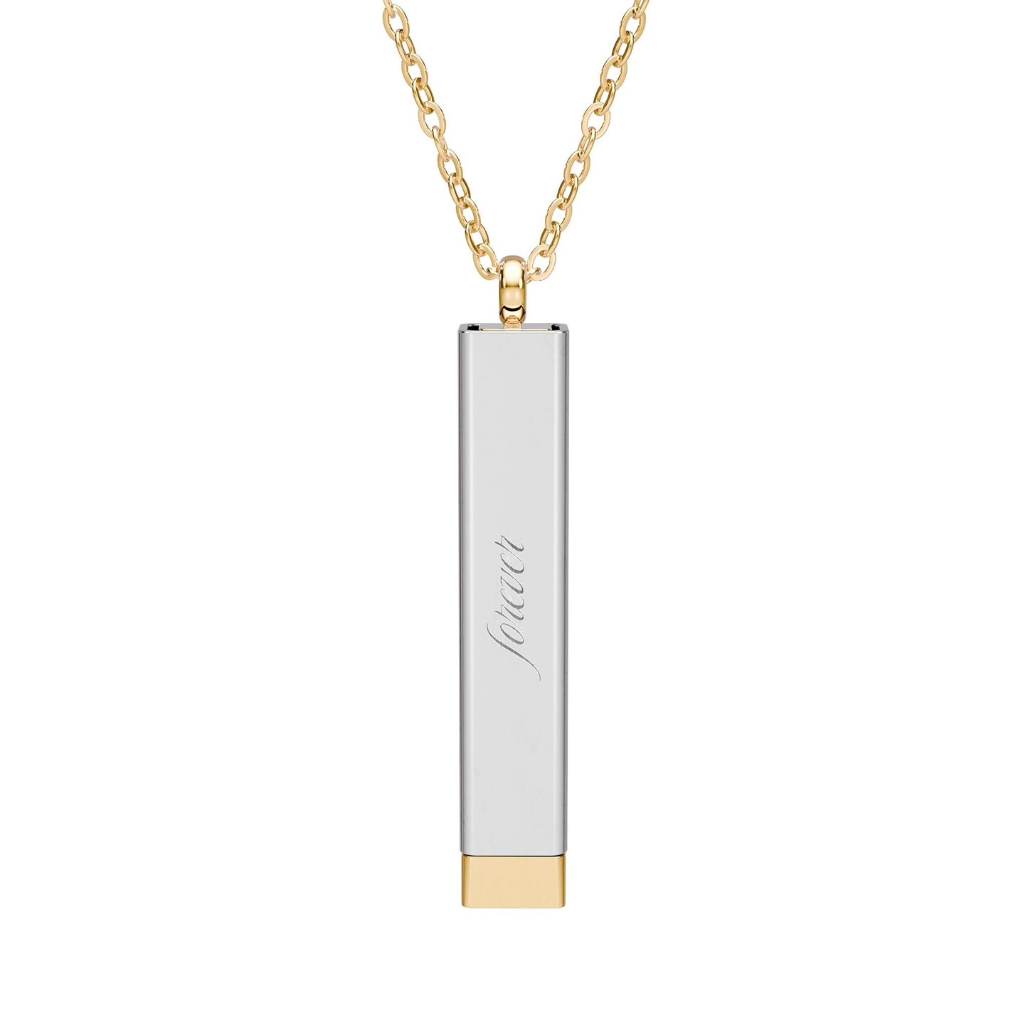 Hidden Message Sliding Bar Necklace Spinsterly Co with 18K Gold PVD coating and stainless steel pendant