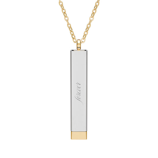 Hidden Message Sliding Bar Necklace Spinsterly Co with 18K Gold PVD coating and stainless steel pendant