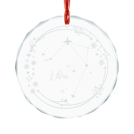 Libra Constellation Crystal Glass Ornament | Engraved Zodiac Star Map Gift - Spinsterly Co