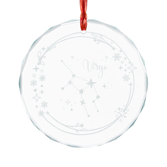 Virgo Constellation Crystal Glass Ornament | Engraved Zodiac Star Map Gift - Spinsterly Co