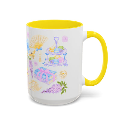 Darling Keep Blooming Regency Tea Party Accent Coffee Mug Yellow Wisteria Floral Spinsterly Co ceramic mug