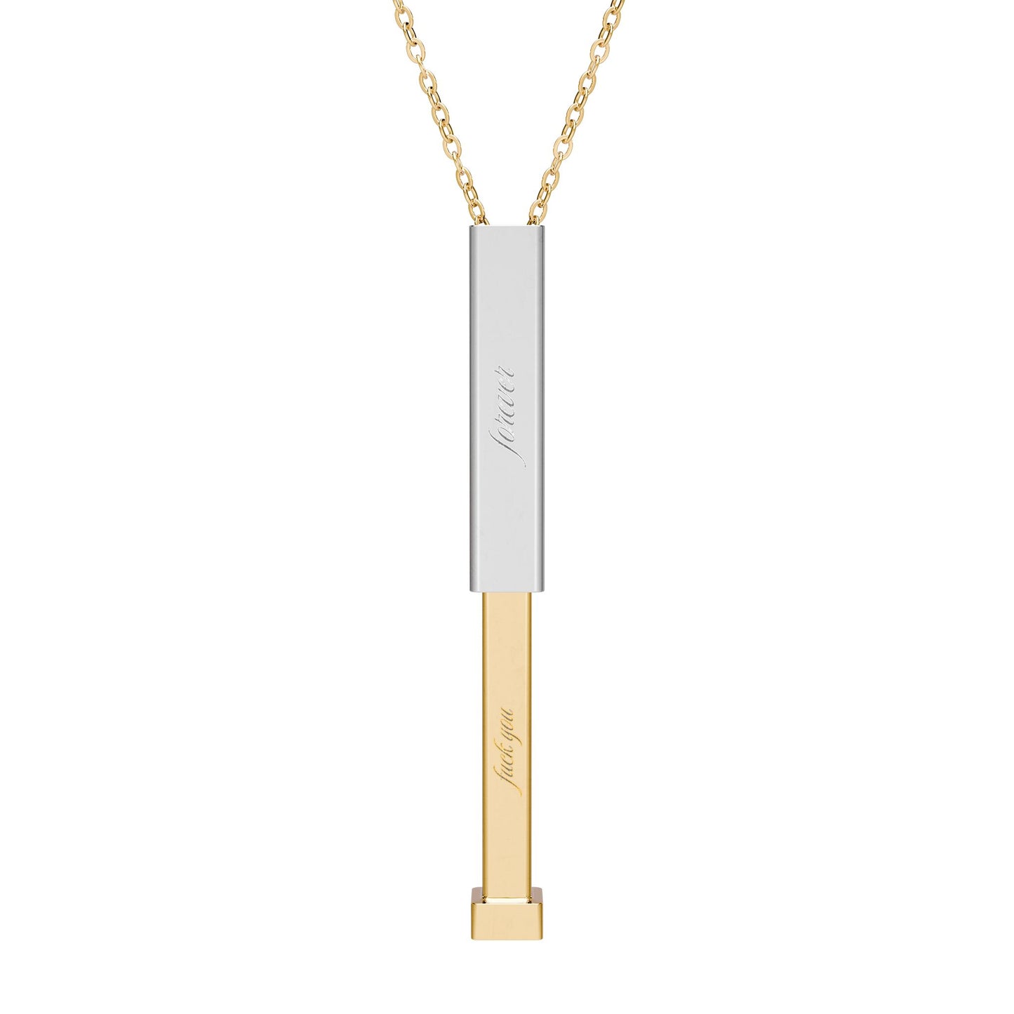 Hidden Message Sliding Bar Necklace Engravable Secret Message Pendant Spinsterly Co silver with inner sliding bar