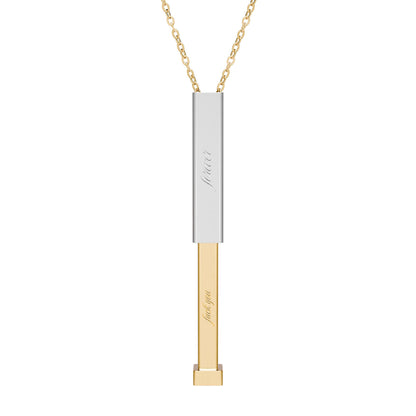 Hidden Message Sliding Bar Necklace Engravable Secret Message Pendant Spinsterly Co silver with inner sliding bar
