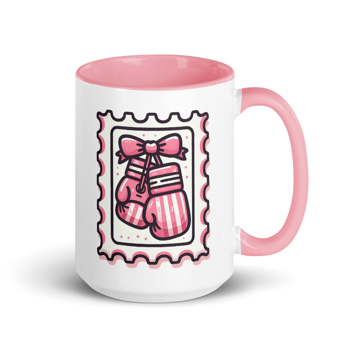 Pink Boxing Gloves Mug | Breast Cancer Warrior Coffee Mug with Pink Interior - Spinsterly Co