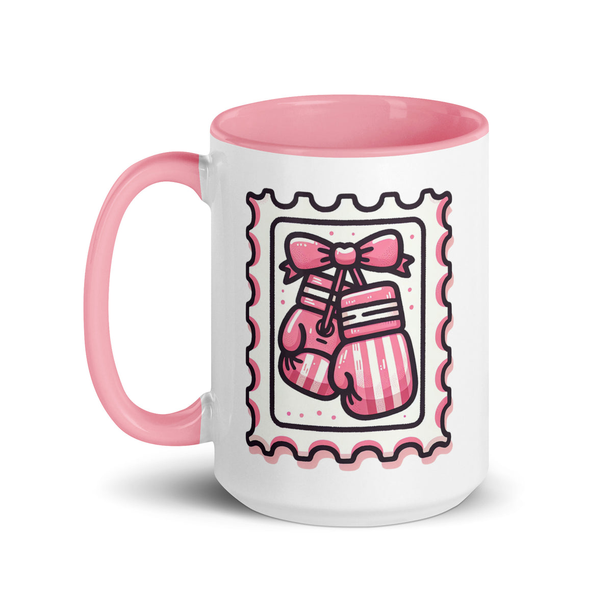 Pink Boxing Gloves Mug | Breast Cancer Warrior Coffee Mug with Pink Interior - Spinsterly Co