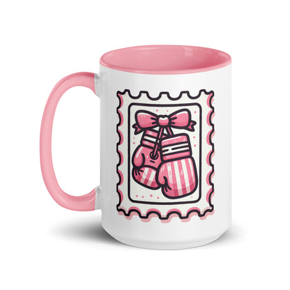 Pink Boxing Gloves Mug | Breast Cancer Warrior Coffee Mug with Pink Interior - Spinsterly Co