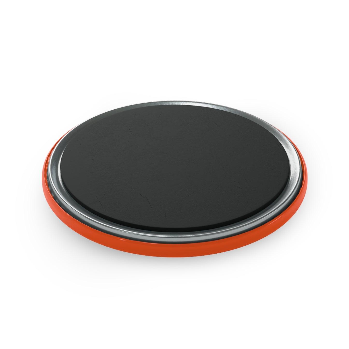 Feeling Impeachy Button Magnet Spinsterly Co round fridge magnet in orange with glossy mylar UV cover