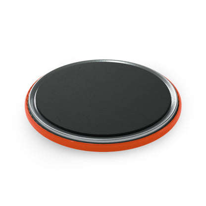 Feeling Impeachy Button Magnet Spinsterly Co round fridge magnet in orange with glossy mylar UV cover