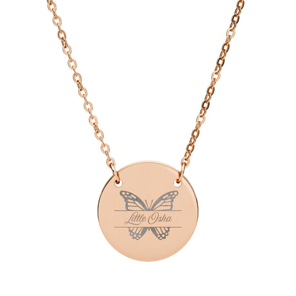 Little Osha — Romantasy Inspired Circle Necklace | Butterfly Engraved Disc Pendant - Spinsterly Co