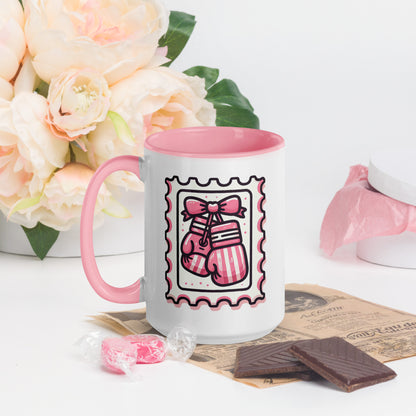 Pink Boxing Gloves Mug | Breast Cancer Warrior Coffee Mug with Pink Interior - Spinsterly Co