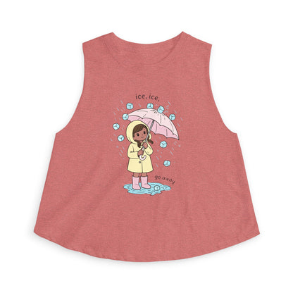 Ice, Ice, Go Away Crop Top by Spinsterly Co women's graphic crop top in Heather Mauve with ice girl print
