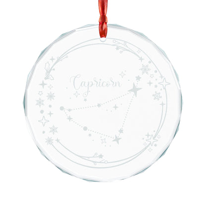 Capricorn Constellation Crystal Glass Ornament | Engraved Zodiac Star Map Gift - Spinsterly Co