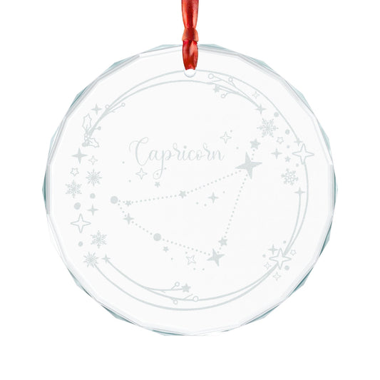 Capricorn Constellation Crystal Glass Ornament | Engraved Zodiac Star Map Gift - Spinsterly Co