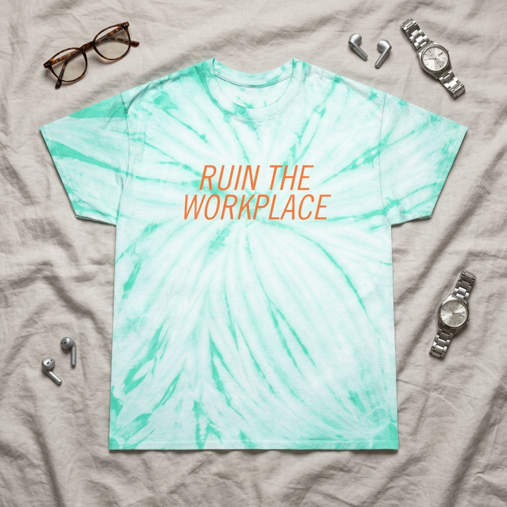 Ruin the Workplace Tie-Dye T-Shirt Mint Spinsterly Co short-sleeve crew-neck with pre-shrunk cotton knit
