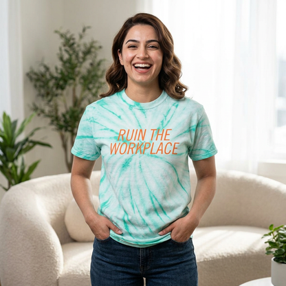 Ruin the Workplace Tie-Dye T-Shirt Mint Spinsterly Co short-sleeve crew-neck graphic tee with pre-shrunk cotton