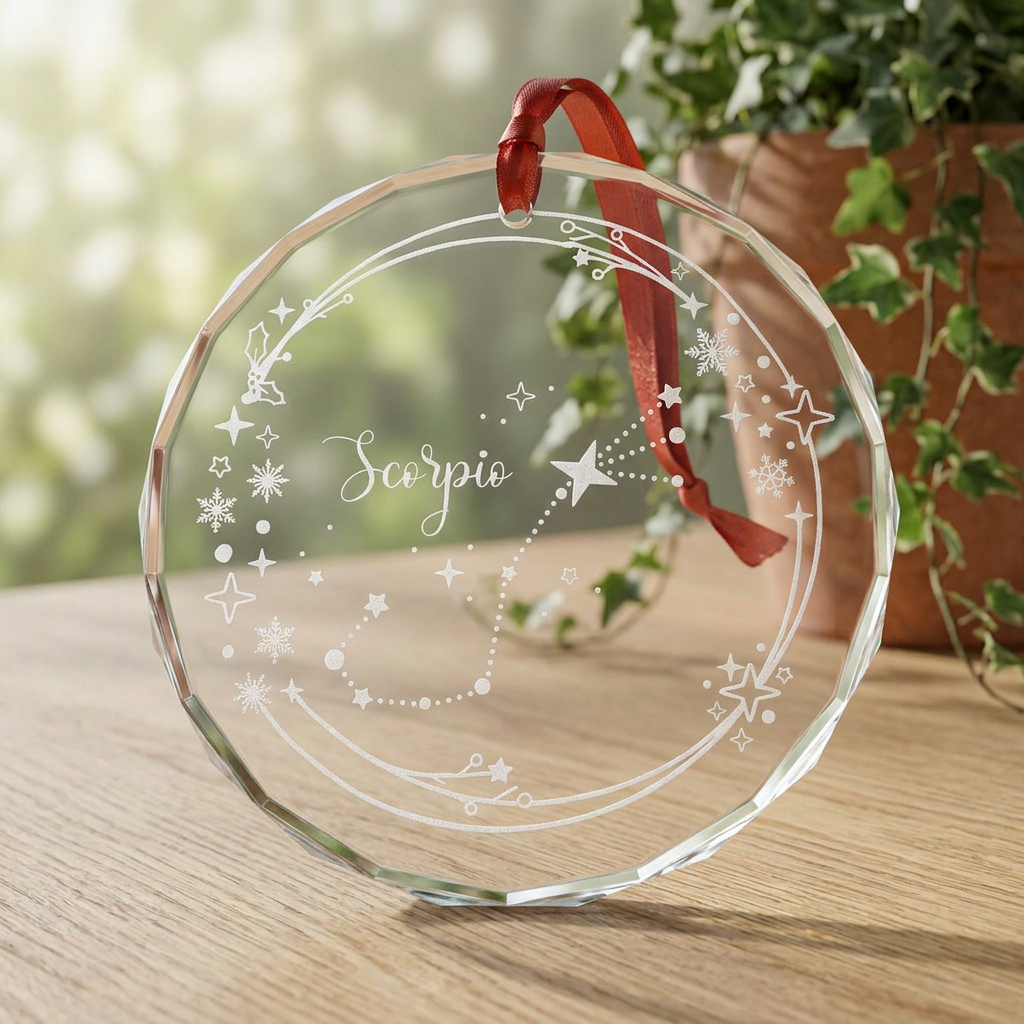 Scorpio Constellation Crystal Glass Ornament | Engraved Zodiac Star Map Gift - Spinsterly Co