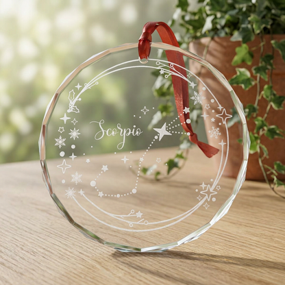 Scorpio Constellation Crystal Glass Ornament | Engraved Zodiac Star Map Gift - Spinsterly Co