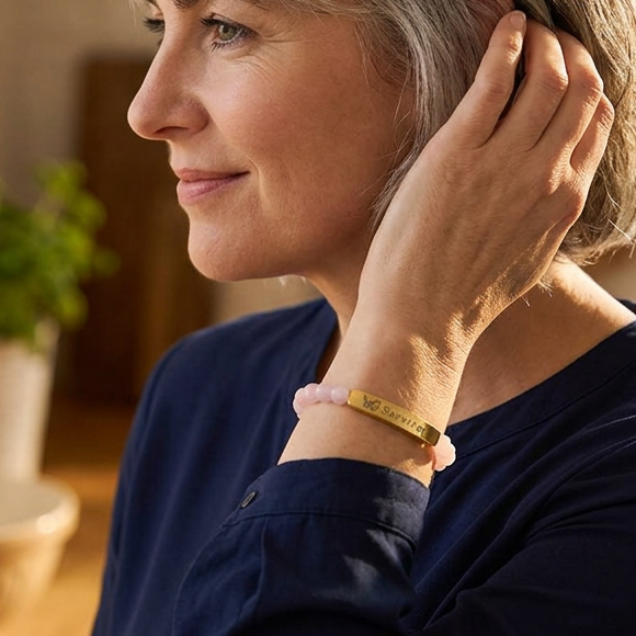 "Survivor" Engraved Natural Stone Bracelet | Breast Cancer Awareness - Spinsterly Co