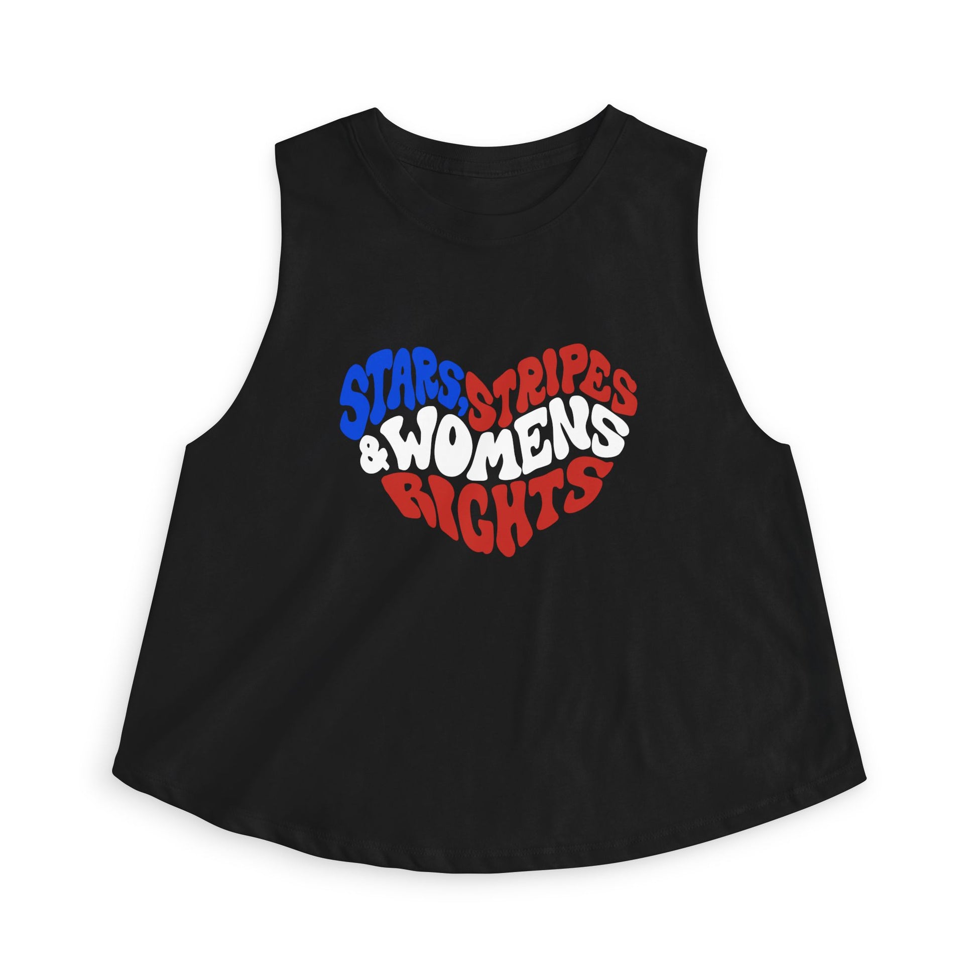 Stars, Stripes Women's Rights Crop Top by Spinsterly Co in Solid Black Blend with activist graphic tee