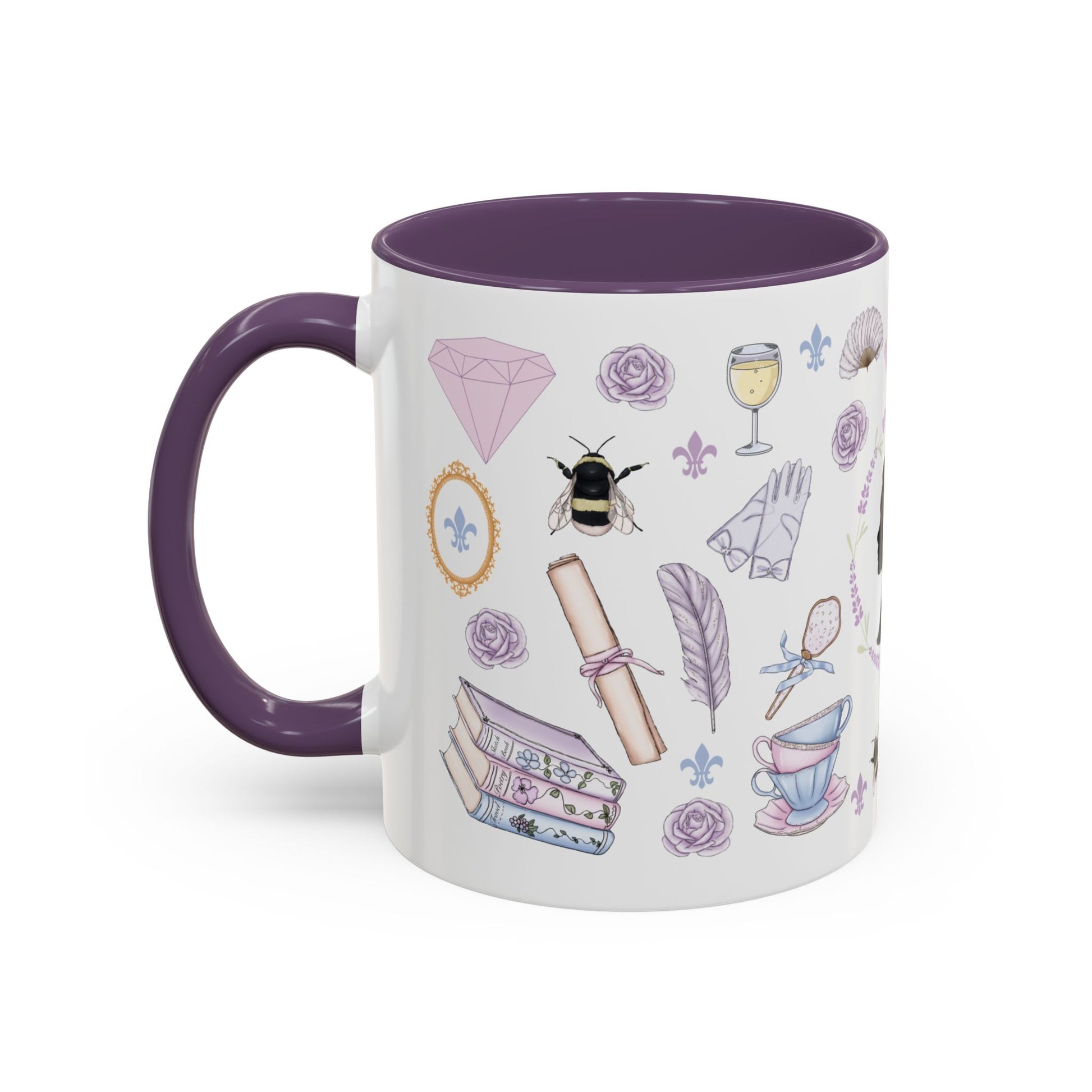 Mentally Dating a Duke Accent Coffee Mug Spinsterly Co purple ceramic with glossy regency watercolor cameo pattern