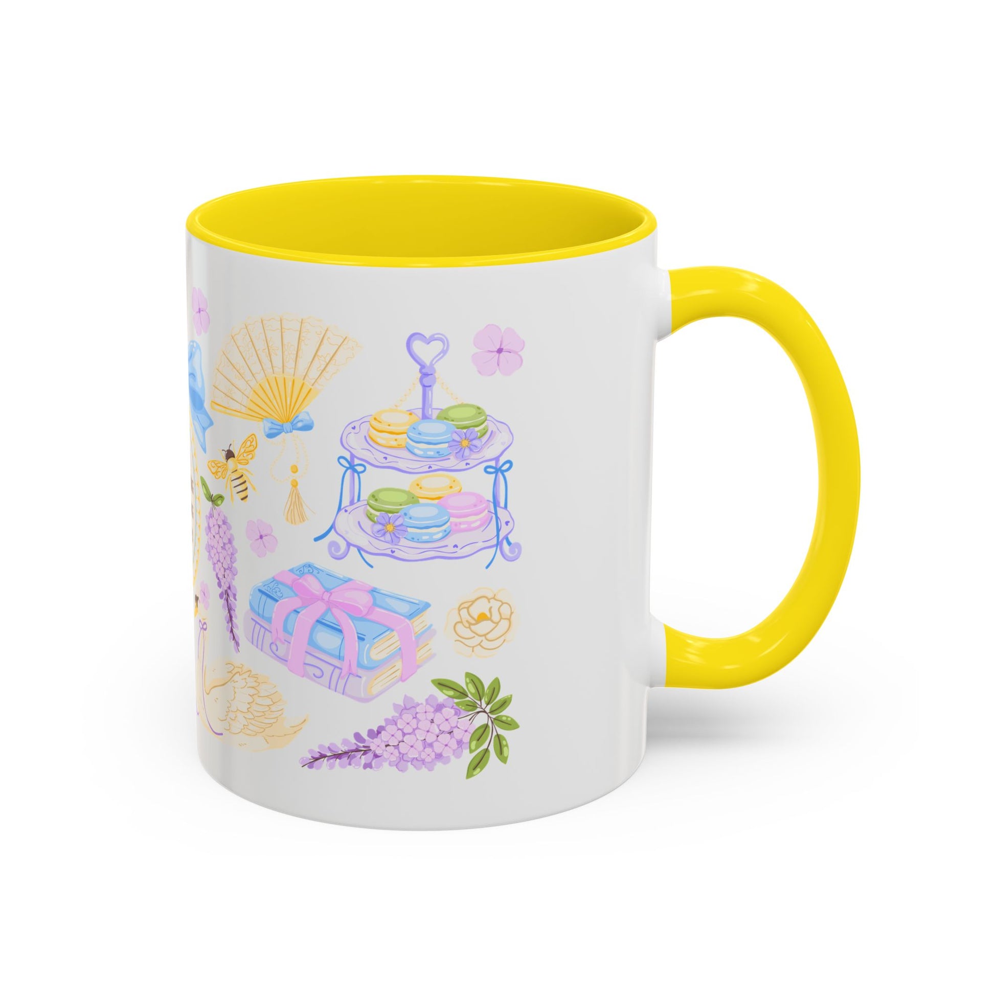Darling Keep Blooming Regency Tea Party Accent Coffee Mug Spinsterly Co yellow ceramic glossy printed full-wrap illustration