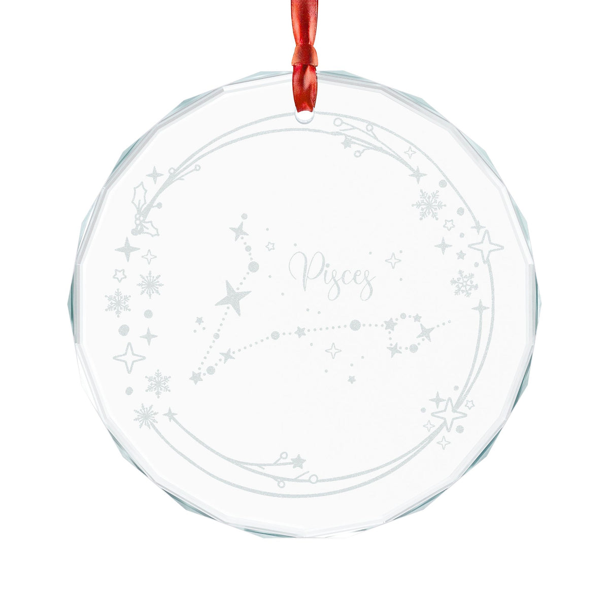 Pisces Constellation Crystal Glass Ornament | Engraved Zodiac Star Map Gift - Spinsterly Co