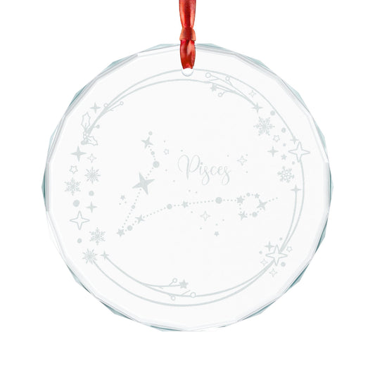 Pisces Constellation Crystal Glass Ornament | Engraved Zodiac Star Map Gift - Spinsterly Co