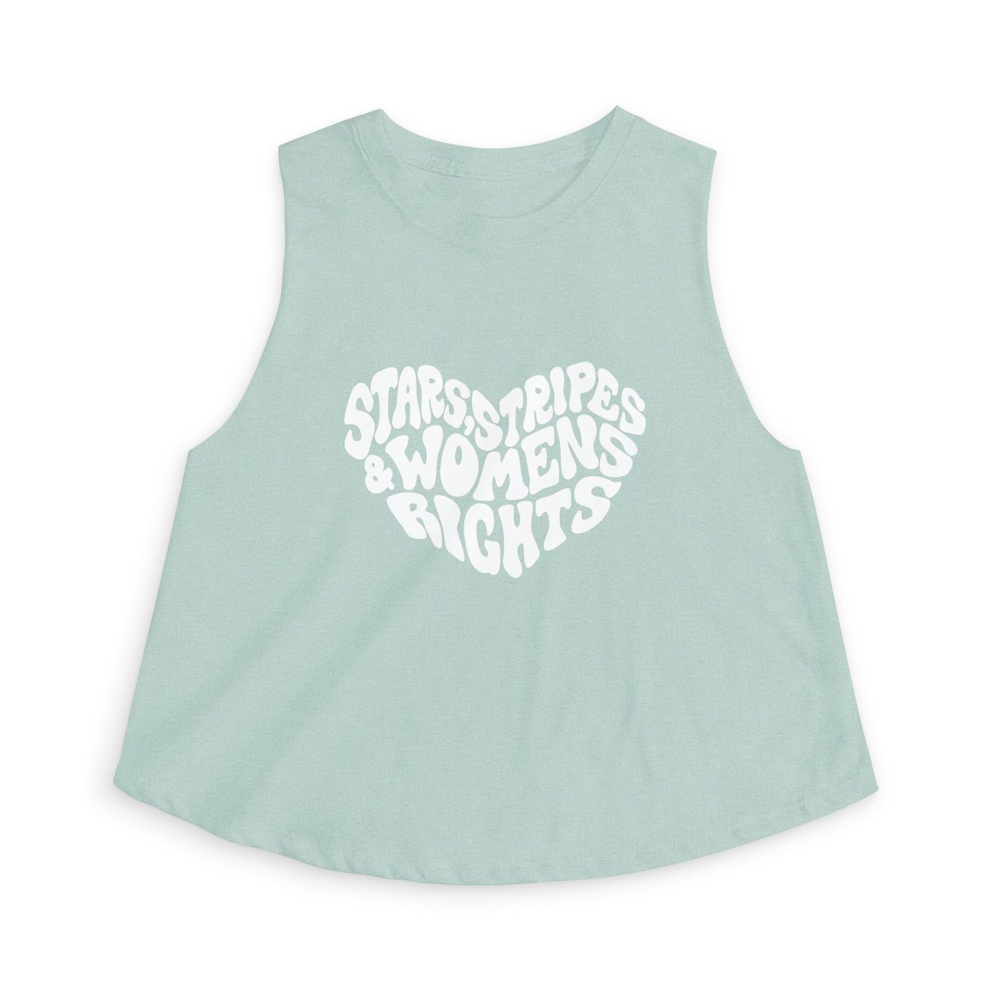 Stars, Stripes Women's Rights Crop Top by Spinsterly Co in Heather Deep Teal with activist graphic