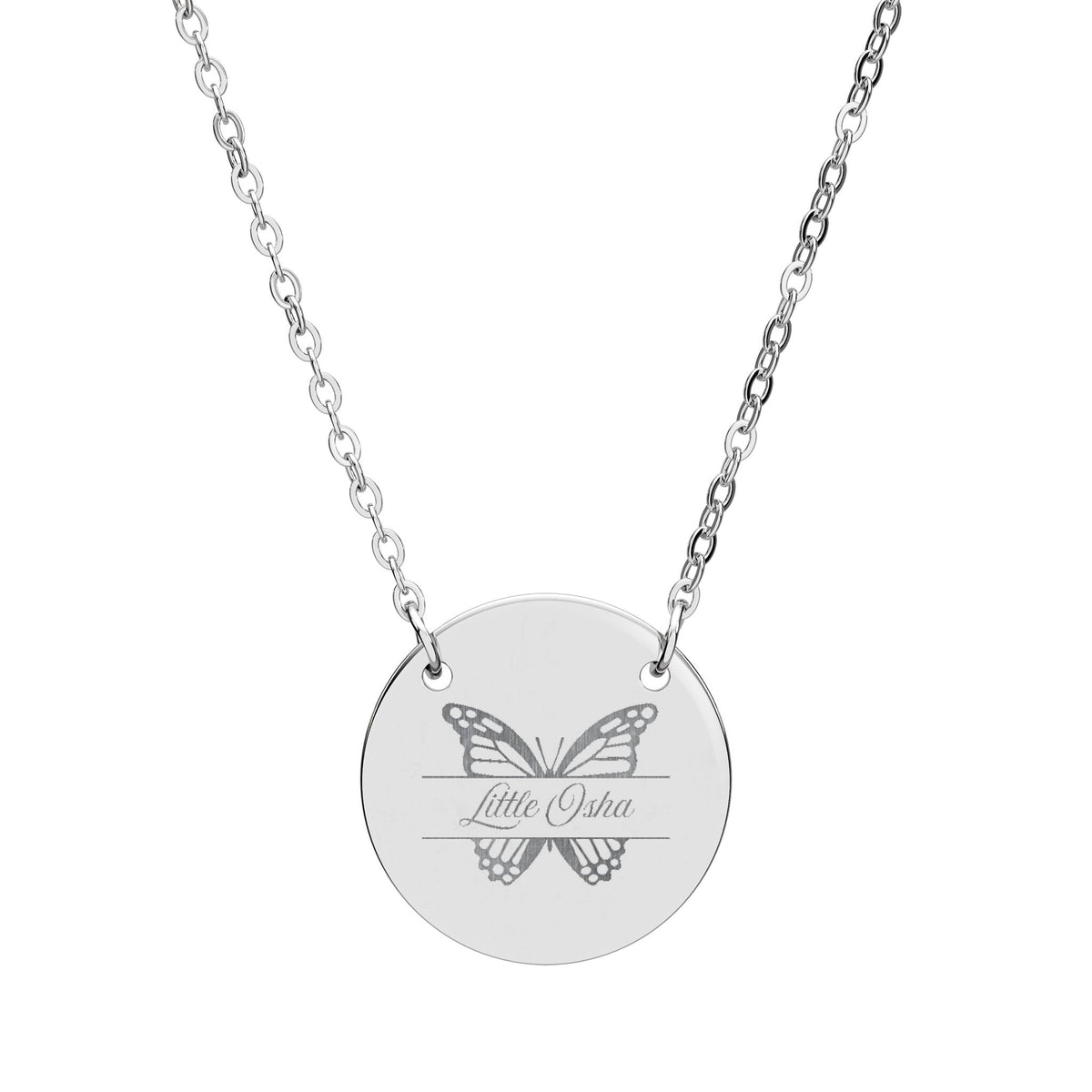Little Osha — Romantasy Inspired Circle Necklace | Butterfly Engraved Disc Pendant - Spinsterly Co