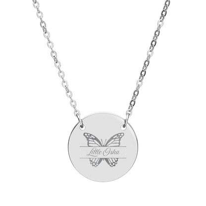 Little Osha — Romantasy Inspired Circle Necklace | Butterfly Engraved Disc Pendant - Spinsterly Co