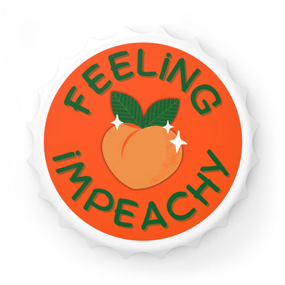 Feeling Impeachy Bottle Opener Magnet Spinsterly Co white crown cap opening underside magnet for fridge use