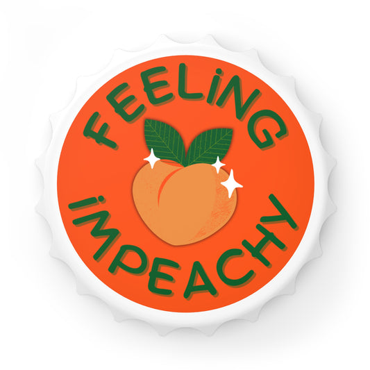 Feeling Impeachy Bottle Opener Magnet Spinsterly Co white crown cap opening underside magnet for fridge use