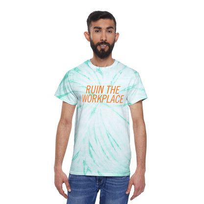 Ruin the Workplace Tie-Dye T-Shirt Mint Cyclone by Spinsterly Co short-sleeve crew-neck with graphic print
